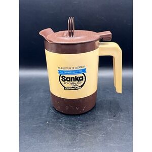 Vtg Sanka Coffee Insulated Thermos Mug 97% Caffeine‎ Free Retro Thermopot 10 oz